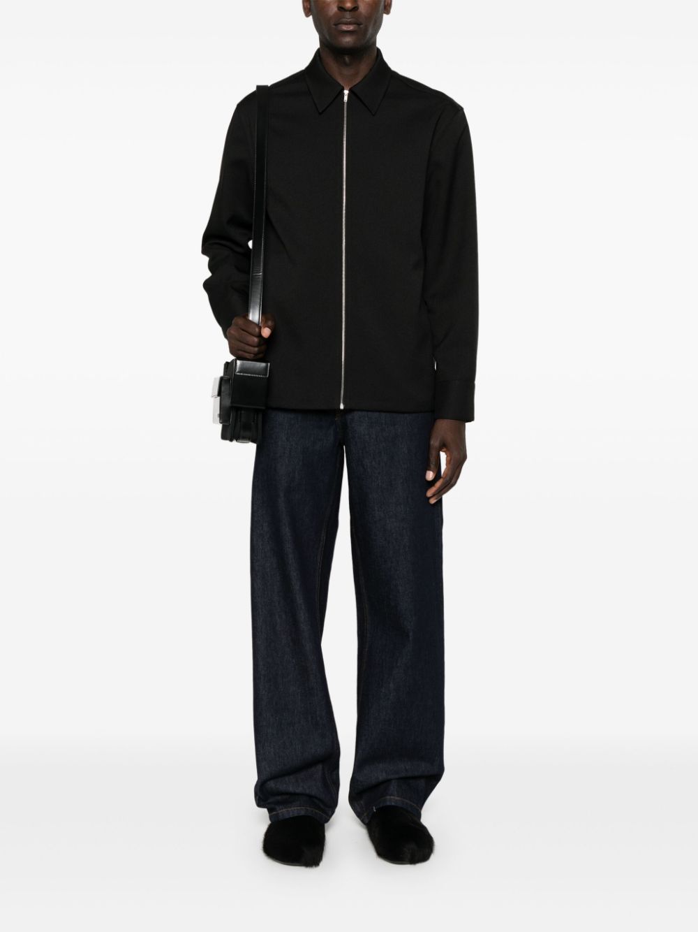 Maison-Kitsune Shirts Men Jil Sander zip-up Shirt Black