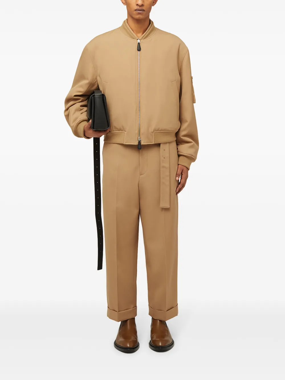 Maison-Kitsune Jil Sander Padded Wool Bomber Jacket Brown Men Bomber Jackets