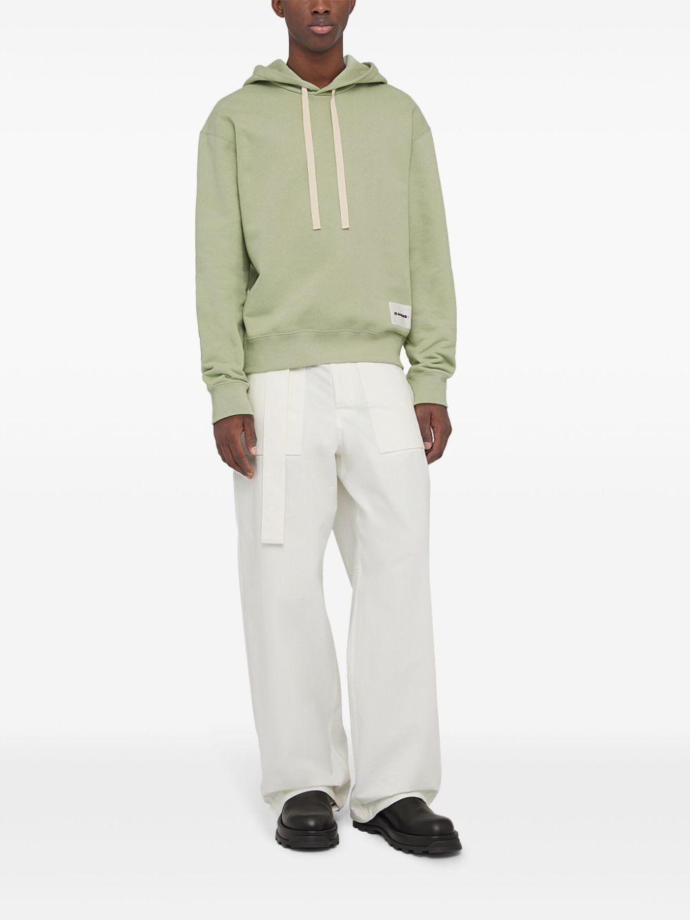 Maison-Kitsune Hoodies Men Jil Sander logo-appliqué Cotton Hoodie Green