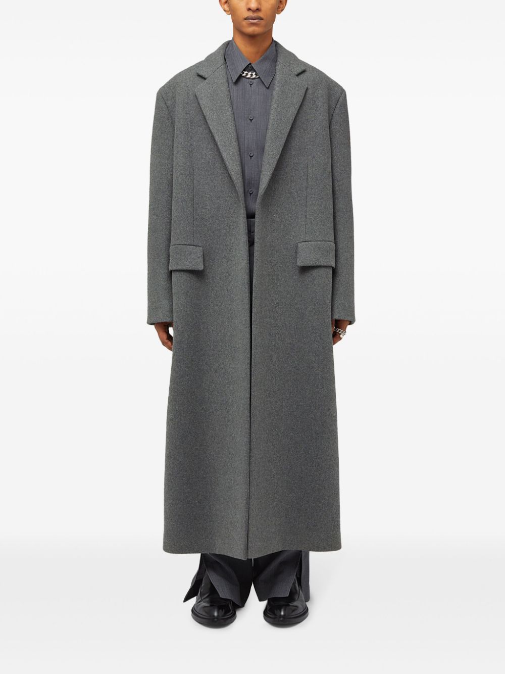 Maison-Kitsune Jil Sander long-sleeve Wool Shirt Grey Men Shirts