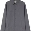 Maison-Kitsune Jil Sander long-sleeve Wool Shirt Grey Men Shirts