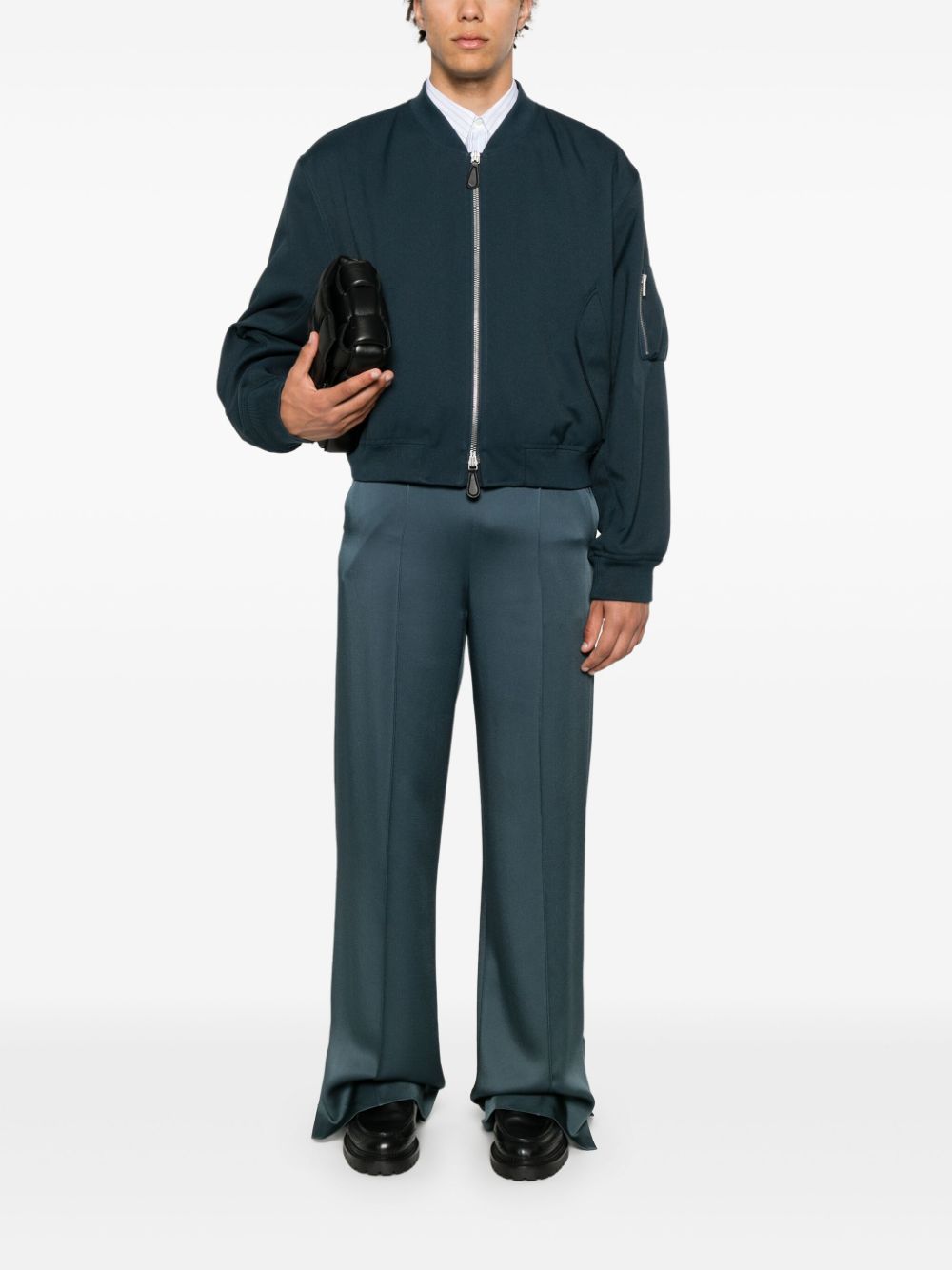 Jil Sander gabardine-weave Bomber Jacket Blue Men Bomber Jackets Maison-Kitsune