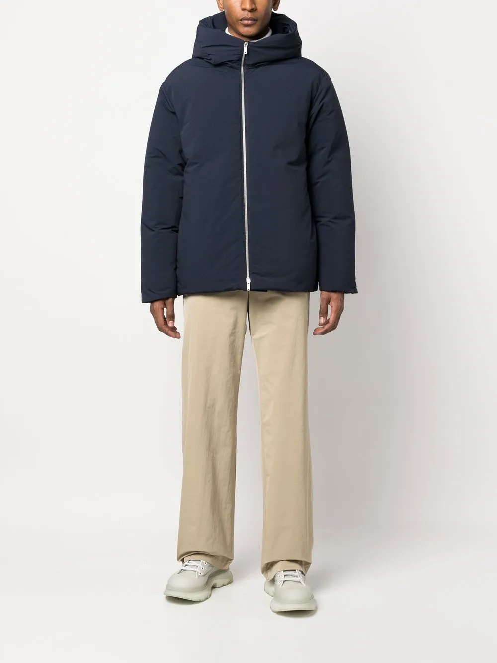 Maison-Kitsune Jil Sander Hooded Padded Jacket Blue Men Hooded Jackets