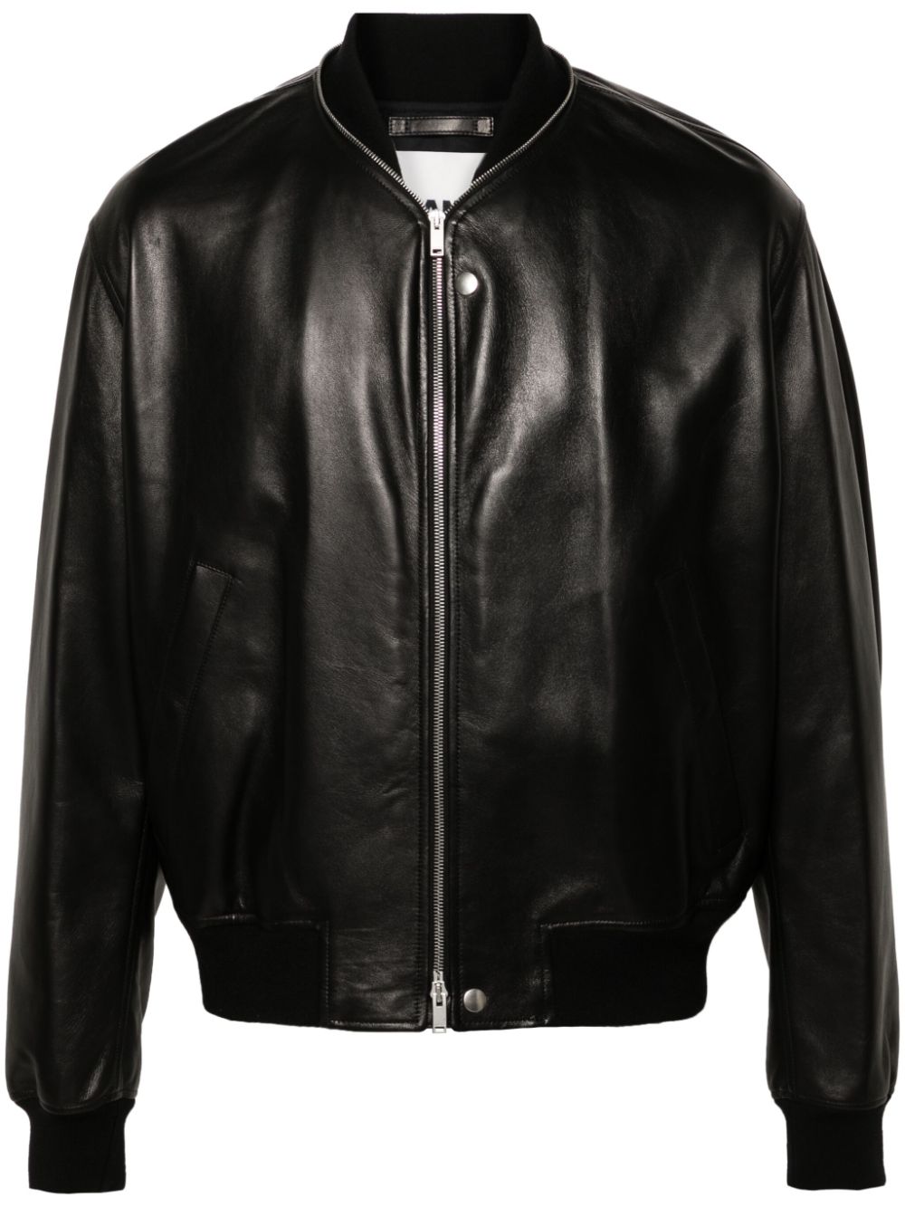 Jil Sander Leather Bomber Jacket Black Men Leather Jackets Maison-Kitsune