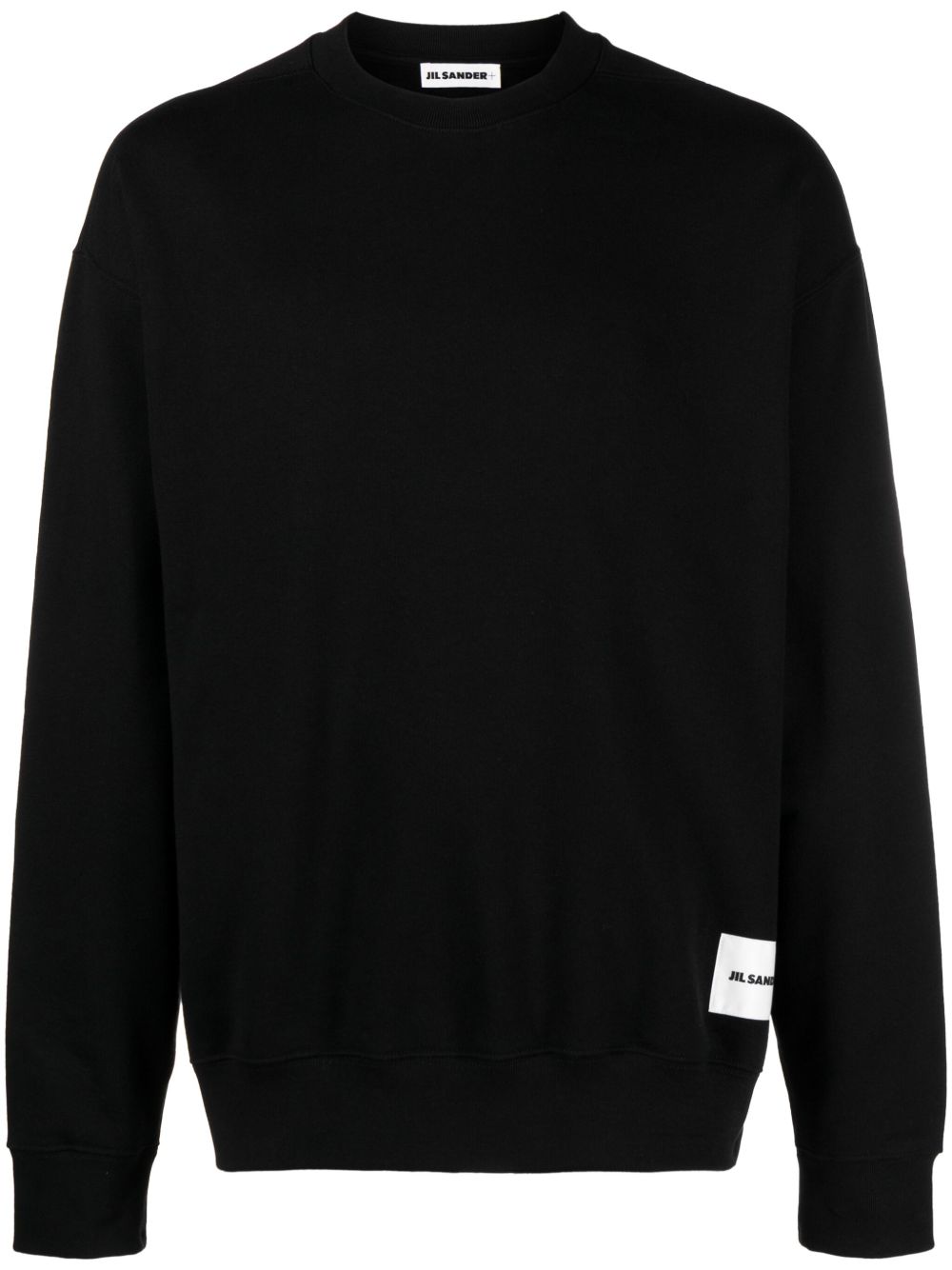 Maison-Kitsune Jil Sander logo-patch Cotton Jumper Black Men Knitted Sweaters