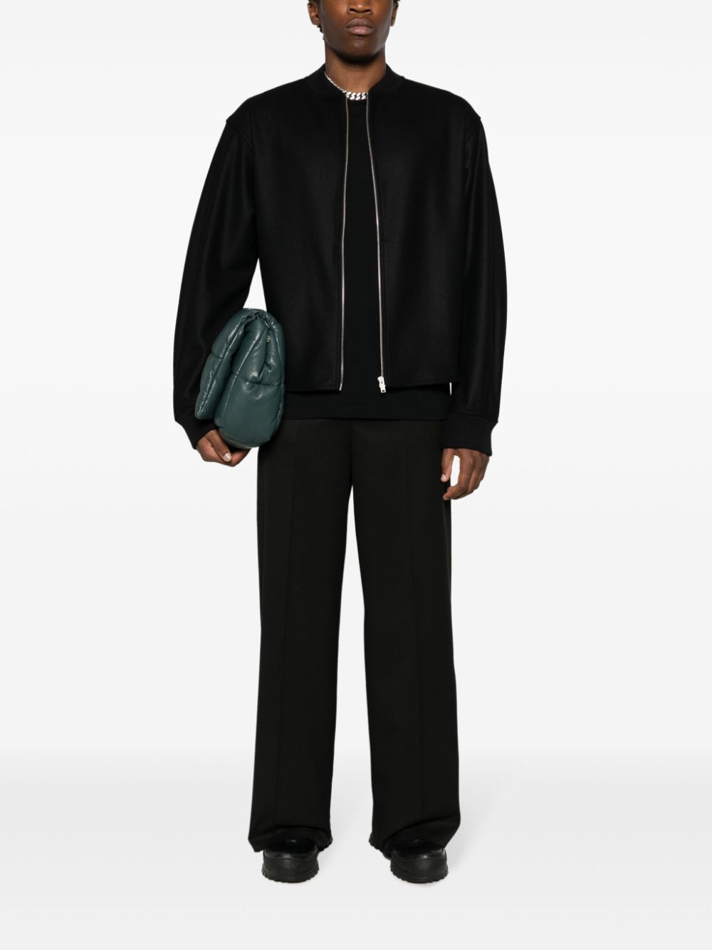 Jil Sander band-collar Wool Bomber Jacket Black Maison-Kitsune Men Bomber Jackets