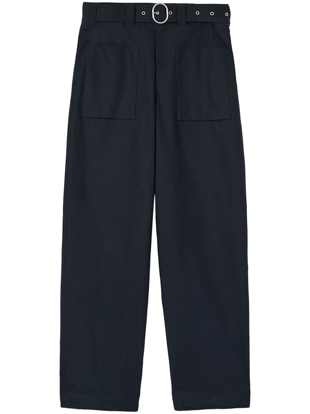 Maison-Kitsune Regular-Fit & Straight Leg Pants Men Jil Sander belted-waist Organic Cotton Trousers Blue