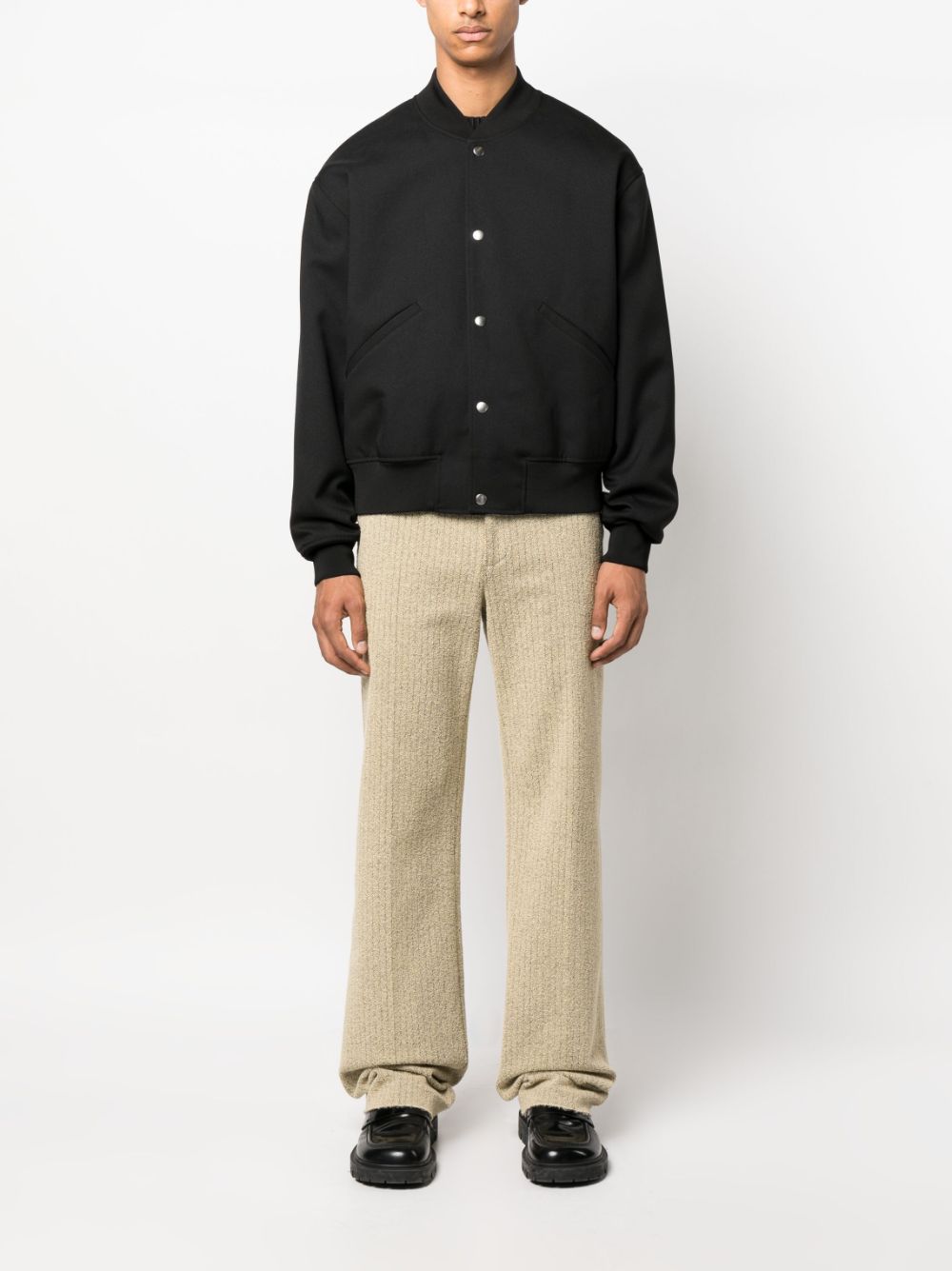 Maison-Kitsune Bomber Jackets Men Jil Sander Plain Cotton Bomber Jacket Black