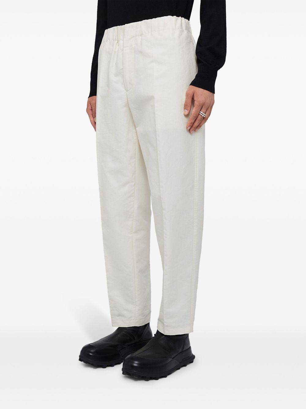 Men Tailored Pants Maison-Kitsune Jil Sander elasticated-waistband Cotton Trousers White