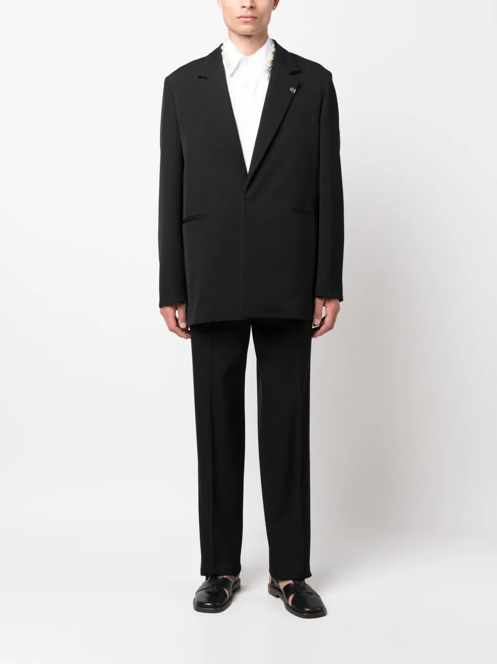 Jil Sander brooch-detail Blazer Black Men Blazers Maison-Kitsune