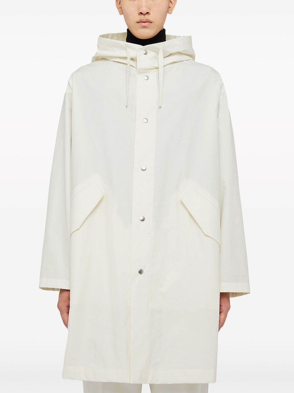 Maison-Kitsune Jil Sander Fishtail Hooded Cotton Parka White Men Parkas