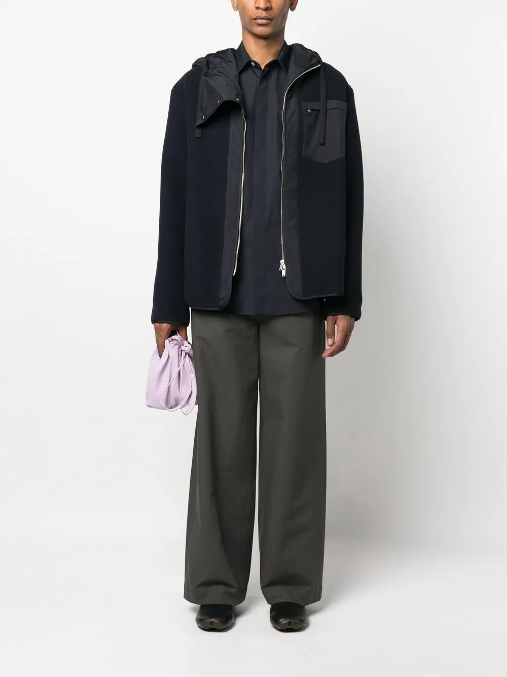 Men Hooded Jackets Maison-Kitsune Jil Sander zip-fastened Chest Pocket Jacket Blue