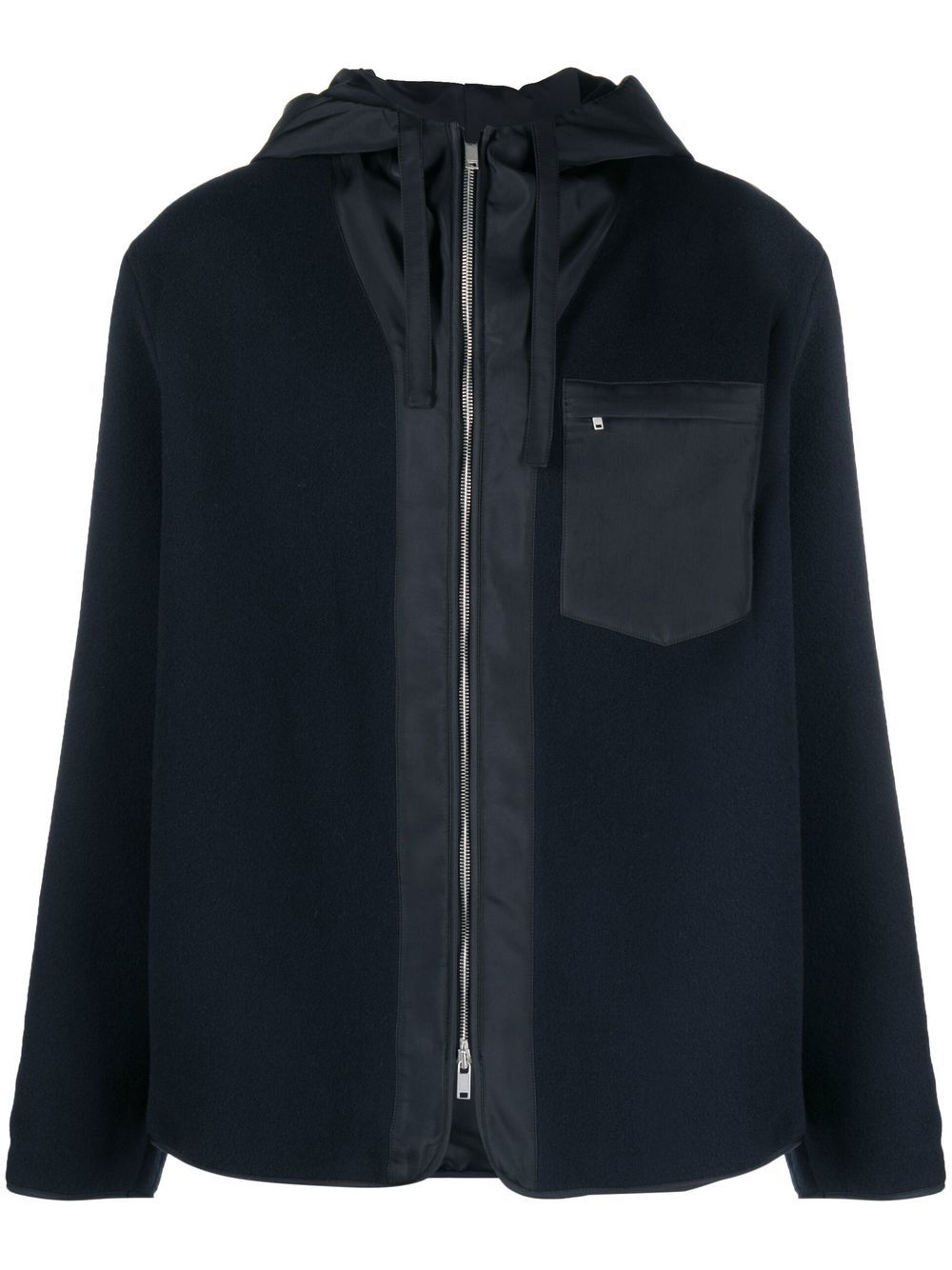 Men Hooded Jackets Maison-Kitsune Jil Sander zip-fastened Chest Pocket Jacket Blue