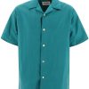 Maison-Kitsune Jil Sander short-sleeve Silk Shirt Green Men Shirts