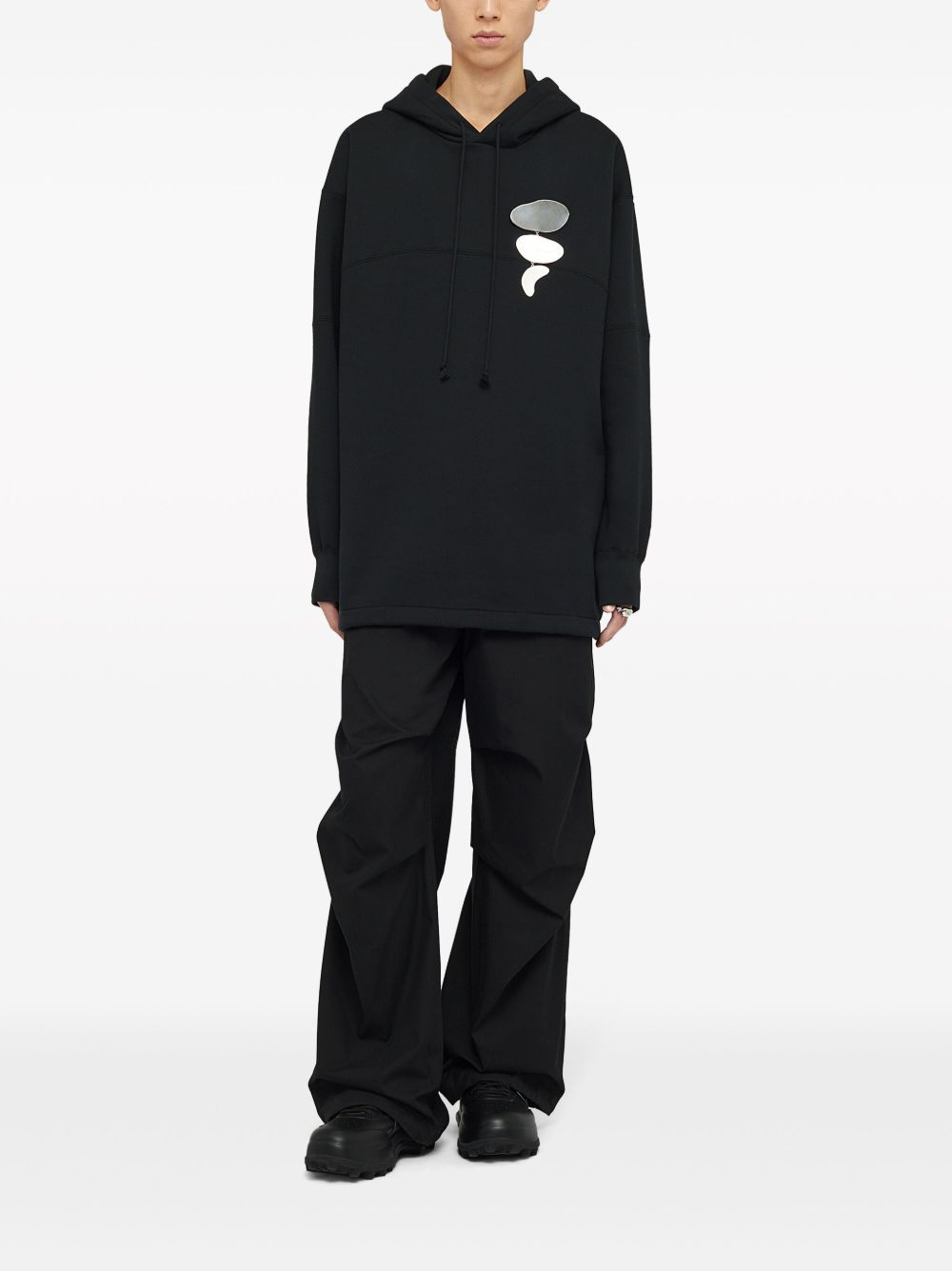Men Hoodies Maison-Kitsune Jil Sander logo-embroidered Cotton Hoodie Black