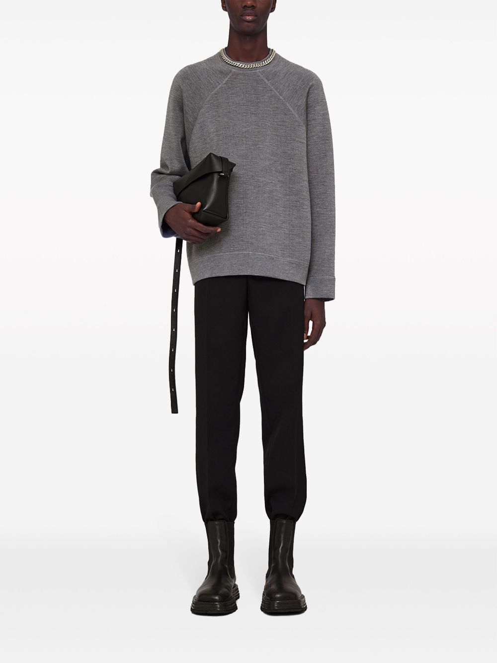 Jil Sander crew-neck mélange-effect Sweatshirt Grey Men Sweatshirts Maison-Kitsune