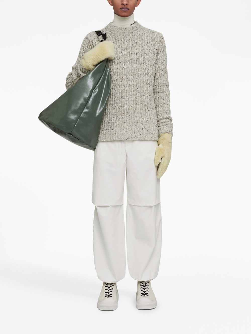 Maison-Kitsune Jil Sander panelled-design tapered-leg Trousers White Men Tapered Pants