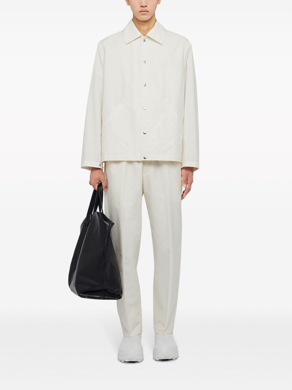Maison-Kitsune Jil Sander logo-print Cotton Shirt Jacket White Men Shirt Jackets