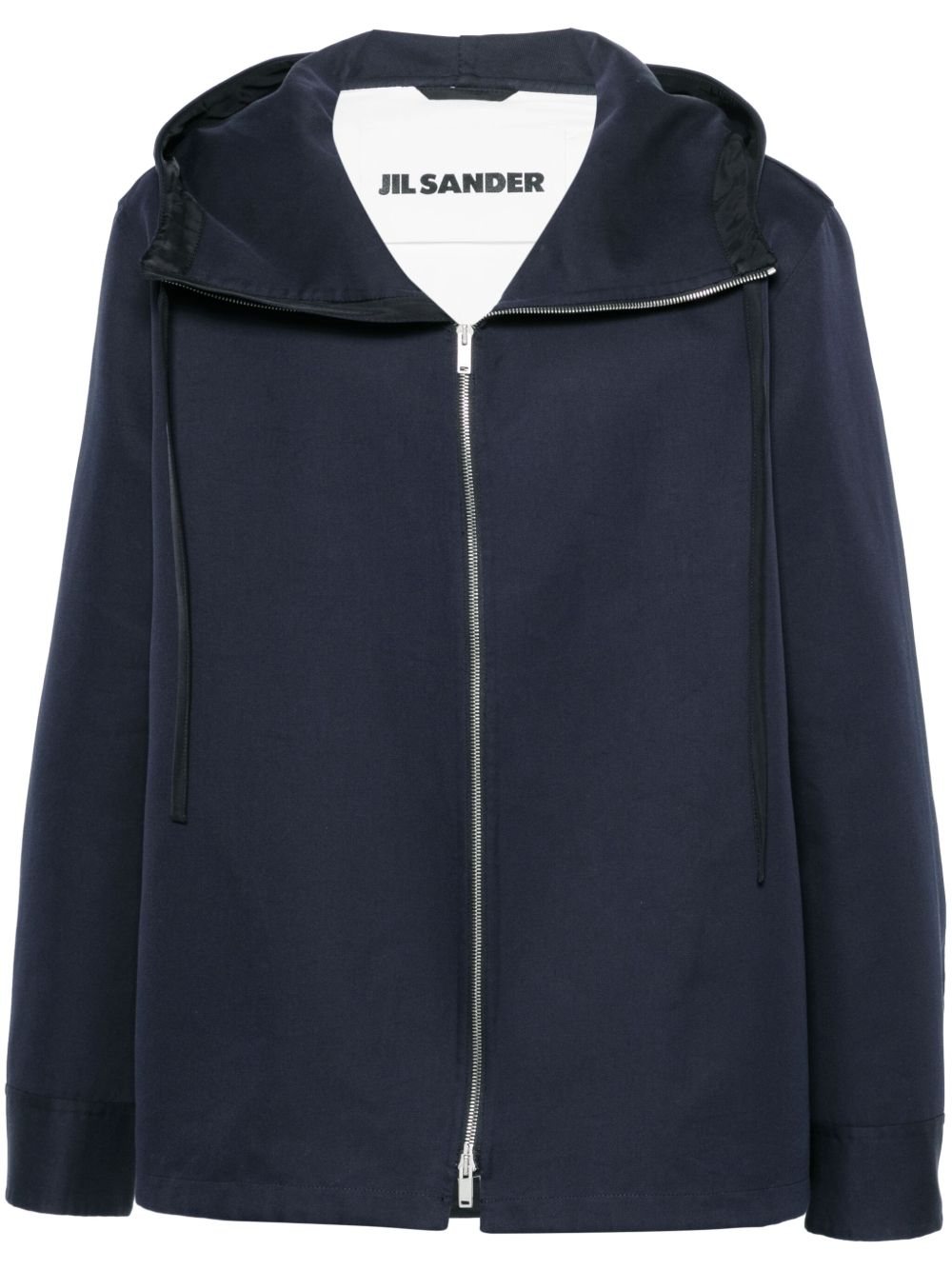Maison-Kitsune Hooded Jackets Men Jil Sander Hooded cotton-silk Jacket Blue