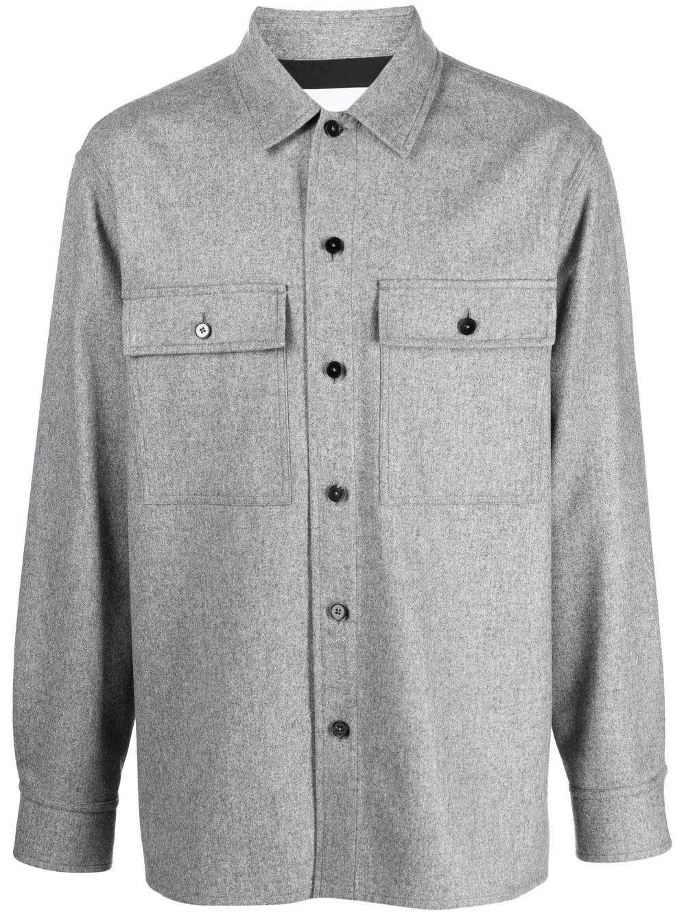 Jil Sander long-sleeve Wool Shirt Jacket Grey Men Shirt Jackets Maison-Kitsune
