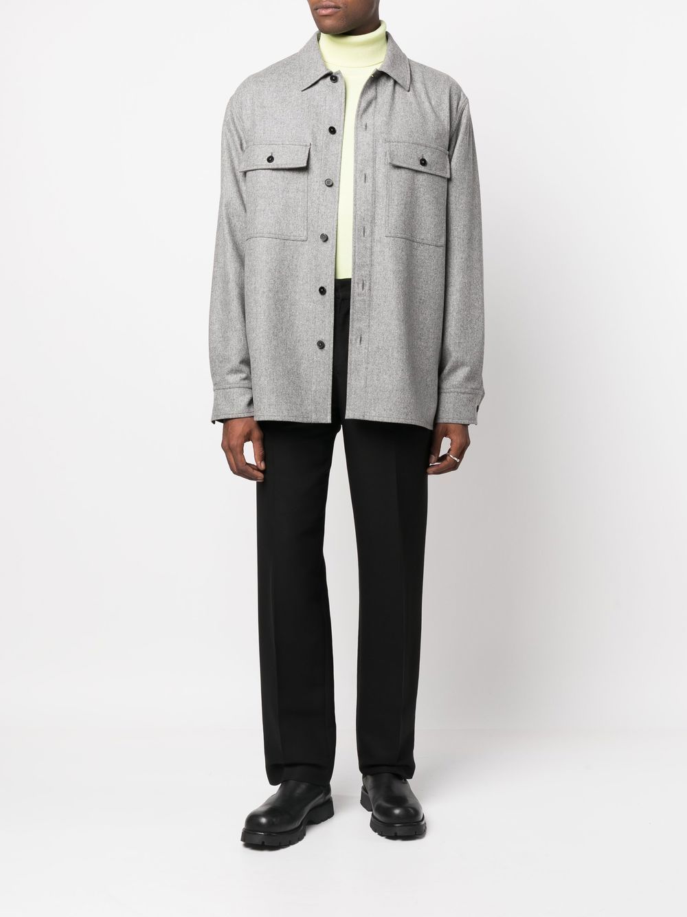 Jil Sander long-sleeve Wool Shirt Jacket Grey Men Shirt Jackets Maison-Kitsune