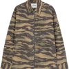 Jil Sander Printed zip-up Overshirt Green Men Shirts Maison-Kitsune
