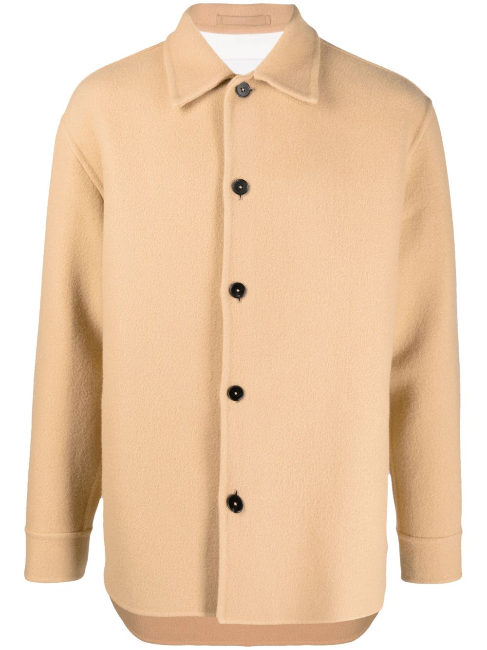 Jil Sander button-up long-sleeved Overshirt Neutrals Men Shirt Jackets Maison-Kitsune