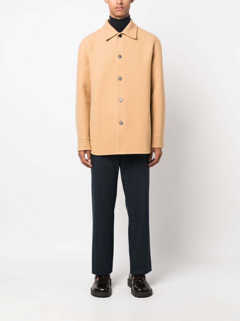 Jil Sander button-up long-sleeved Overshirt Neutrals Men Shirt Jackets Maison-Kitsune