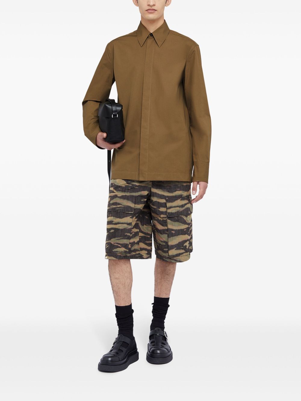 Maison-Kitsune Jil Sander Cotton Shirt Green Men Shirts
