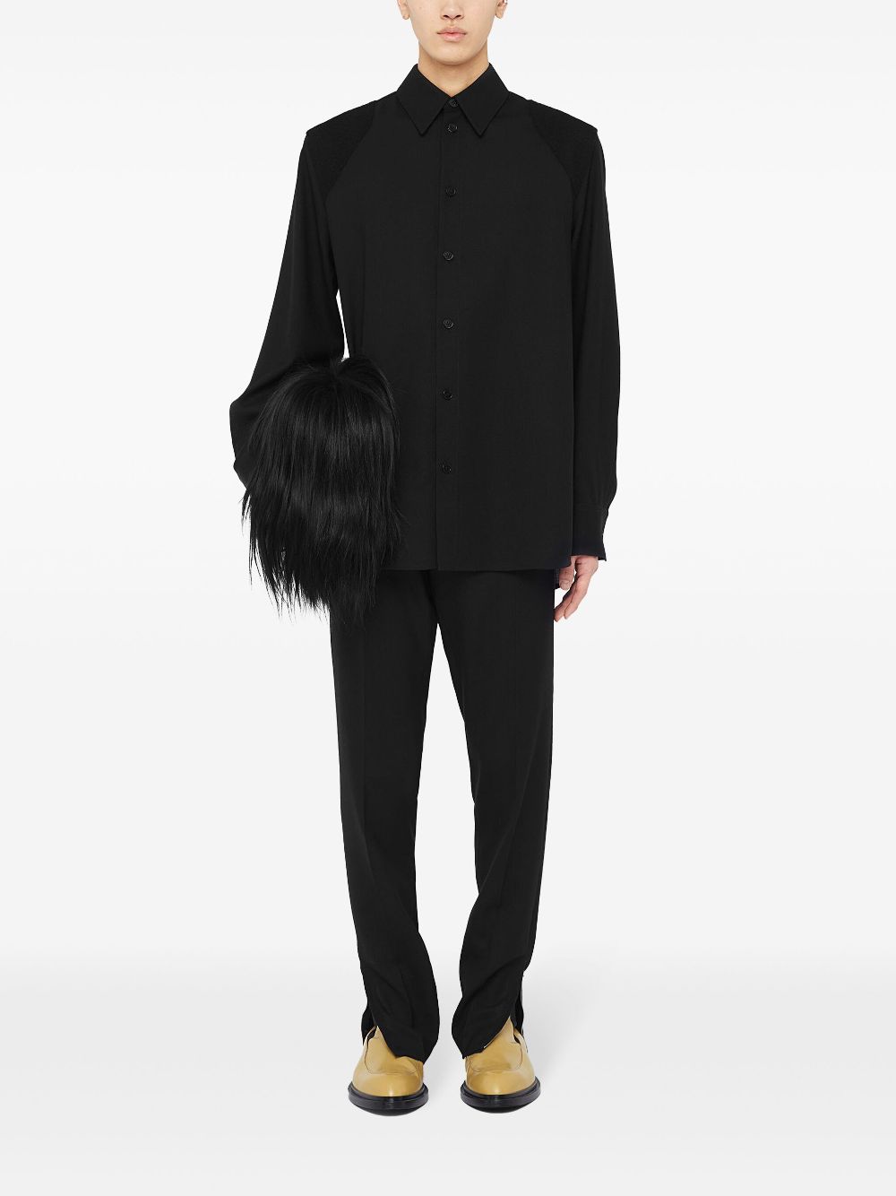 Men Shirts Maison-Kitsune Jil Sander virgin-wool Shirt Black