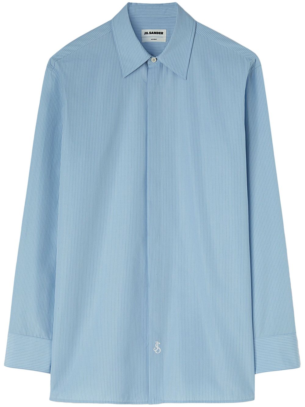 Jil Sander logo-embroidered Pinstripe Shirt Blue Maison-Kitsune Men Shirts