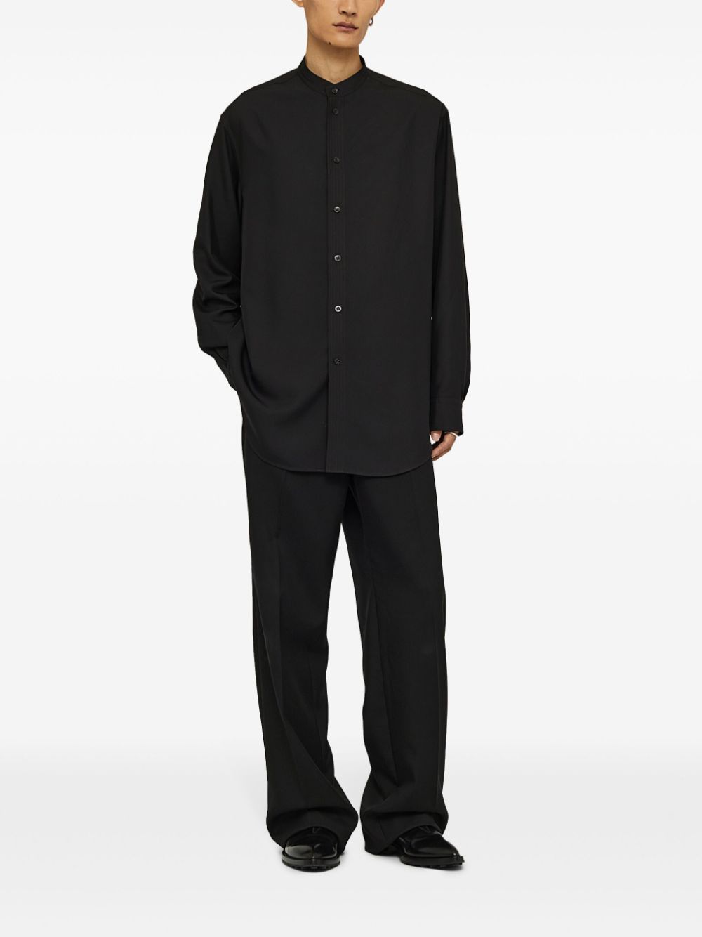 Men Shirts Maison-Kitsune Jil Sander SUNDAY P.M. Silk Shirt Black