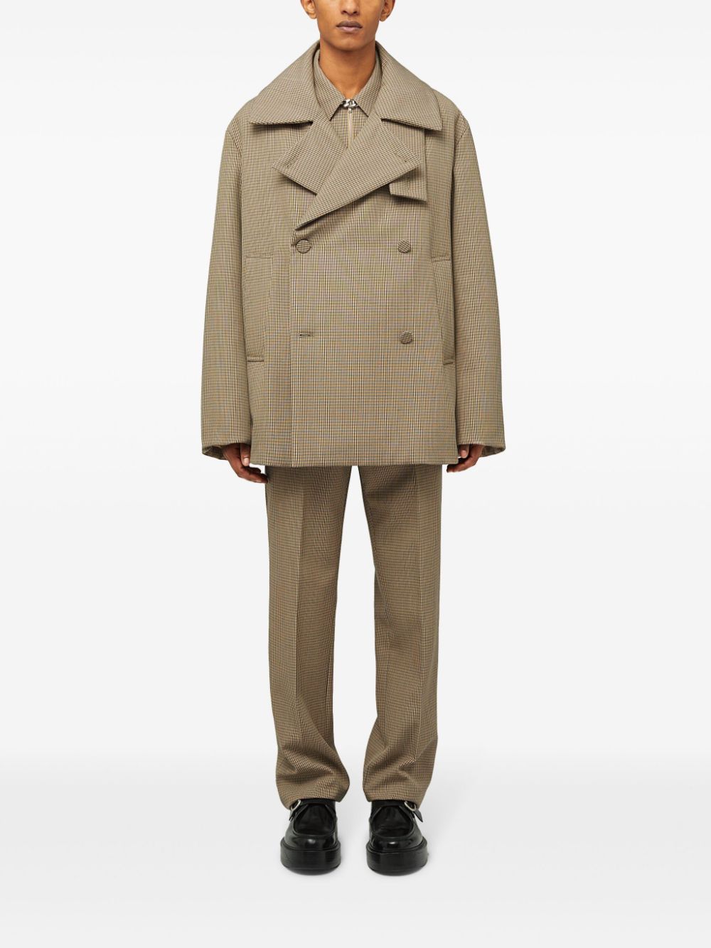 Jil Sander check-pattern straight-leg Trousers Neutrals Men Regular-Fit & Straight Leg Pants Maison-Kitsune