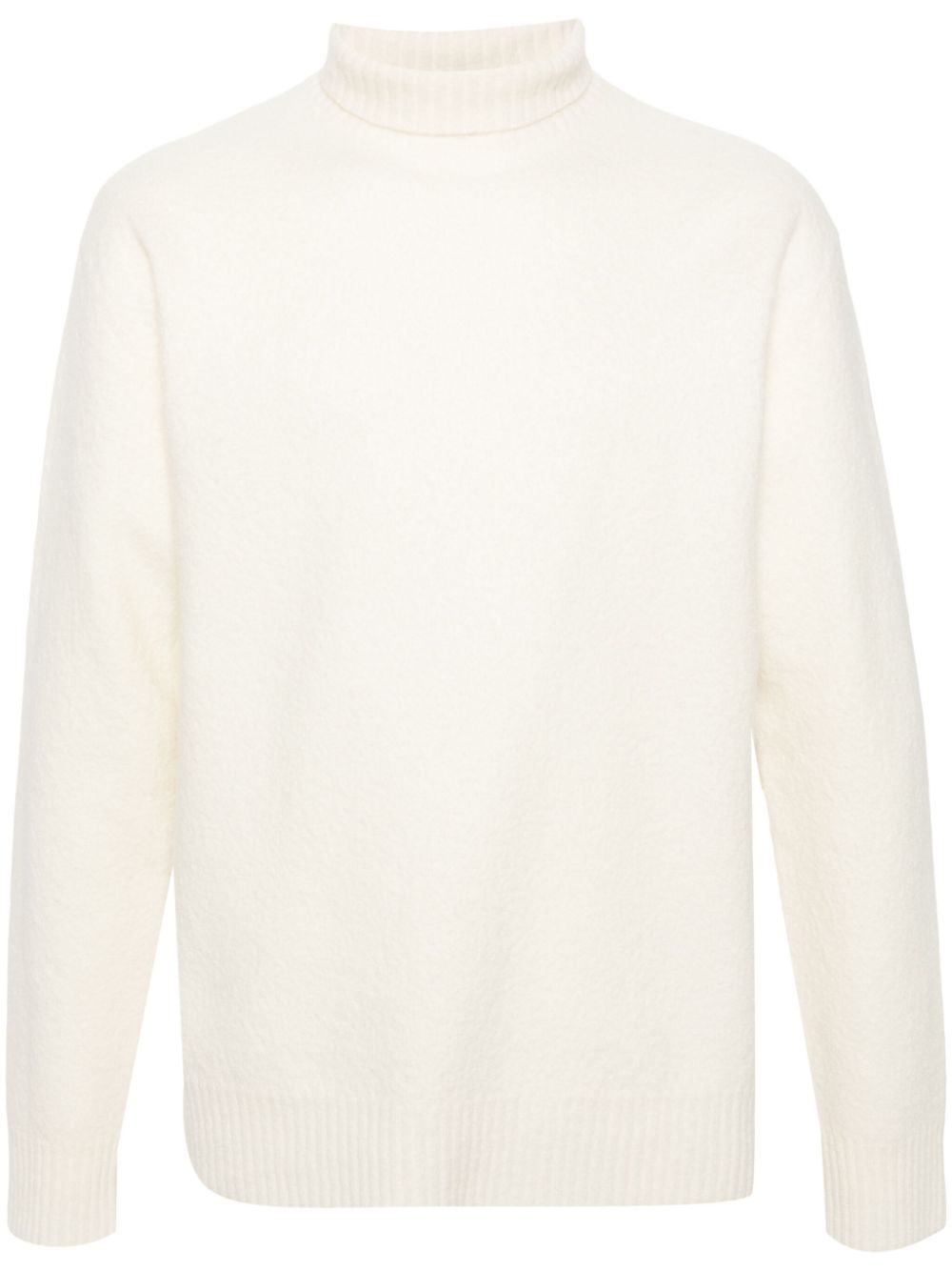 Jil Sander roll-neck Boiled Wool Jumper White Men Knitted Sweaters Maison-Kitsune