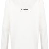 Jil Sander logo-print long-sleeves Cotton T-shirt White Men T-Shirts Maison-Kitsune