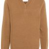 Maison-Kitsune Jil Sander V-neck ribbed-knit Jumper Brown Men Knitted Sweaters