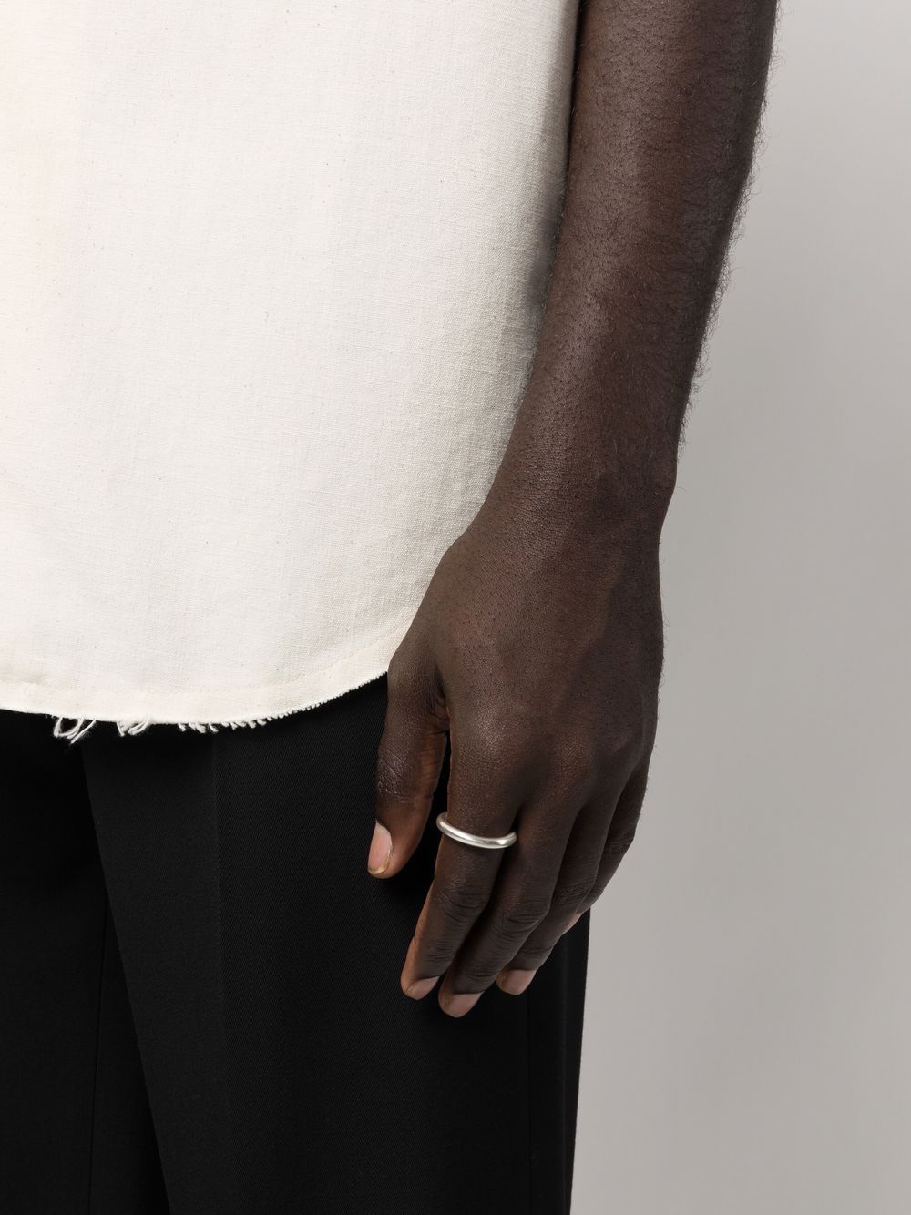 Maison-Kitsune Jil Sander Sterling Silver Halo Band Ring Silver Men Rings