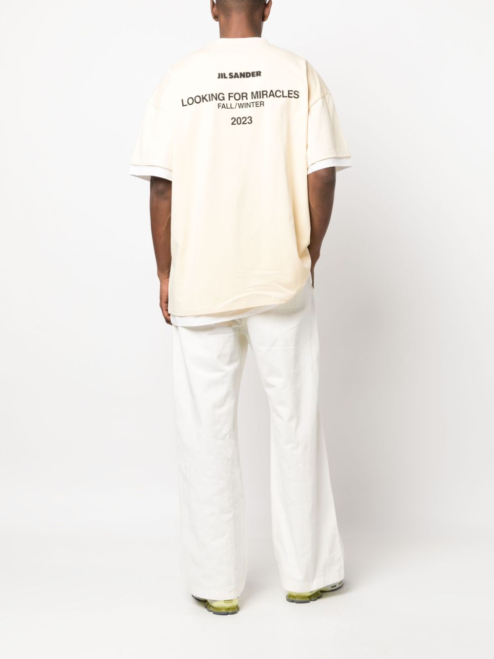 Jil Sander logo-print two-tone T-shirt Yellow Men T-Shirts Maison-Kitsune