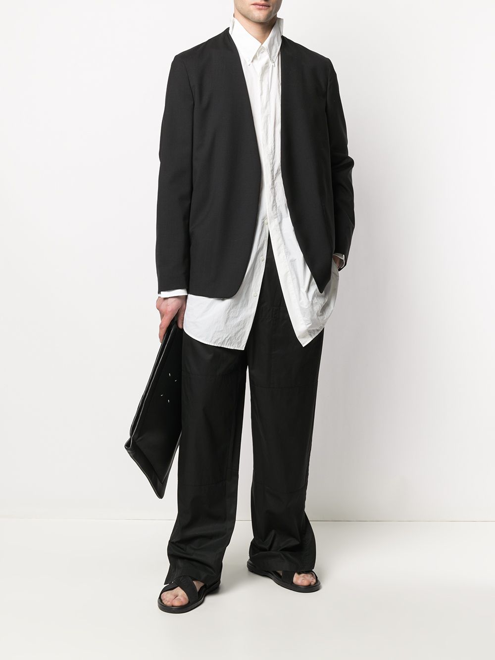 Maison-Kitsune Jil Sander Elasticated Waist wide-leg Trousers Black Men Loose Fit Pants