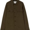 Maison-Kitsune Jil Sander drop-shoulder Flannel Shirt Brown Men Shirts