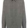 Maison-Kitsune Shirts Men Jil Sander Felted Wool Flannel Shirt Grey