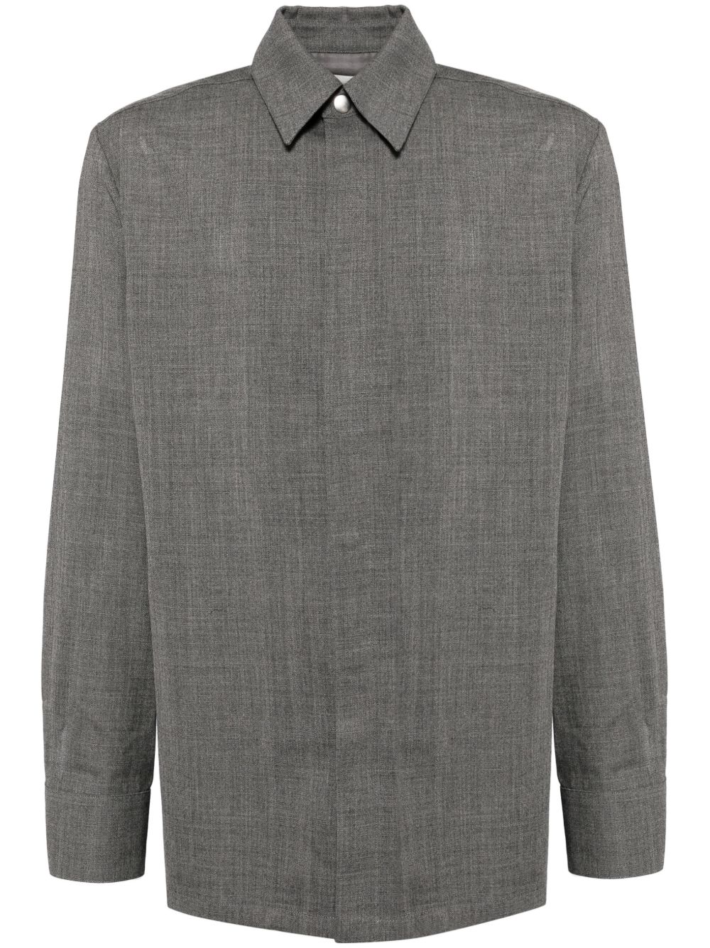 Maison-Kitsune Shirts Men Jil Sander Felted Wool Flannel Shirt Grey