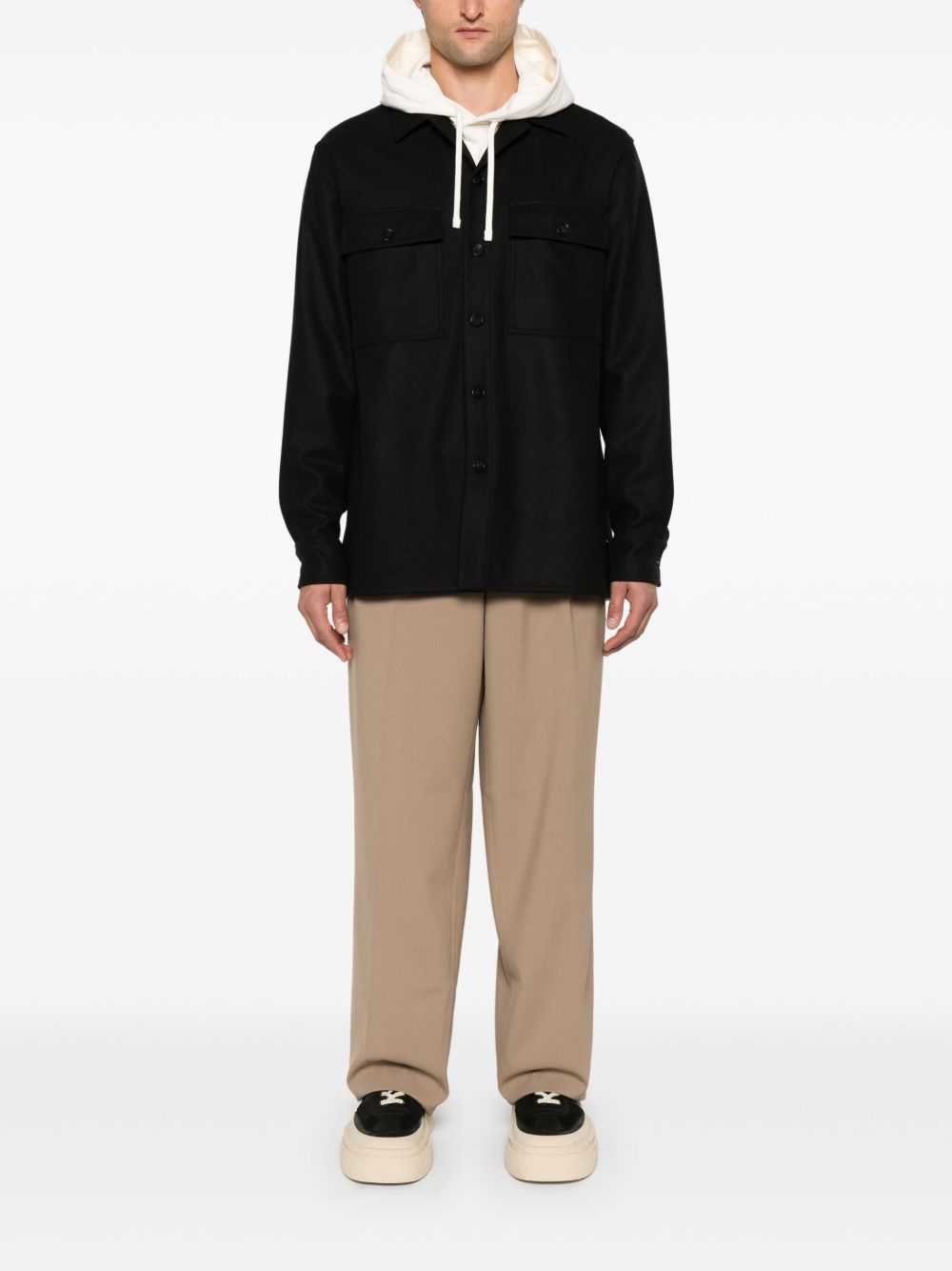 Jil Sander + virgin-wool Shirt Black Men Shirts Maison-Kitsune