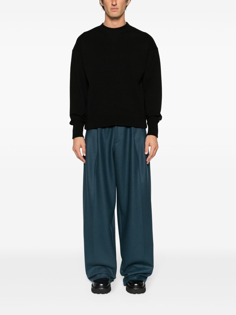 Jil Sander logo-embroidered Cotton Blend Sweatshirt Black Men Sweatshirts Maison-Kitsune
