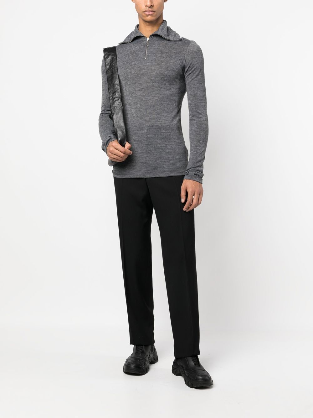 Men Sweatshirts Maison-Kitsune Jil Sander logo-print mélange-effect Sweatshirt Grey