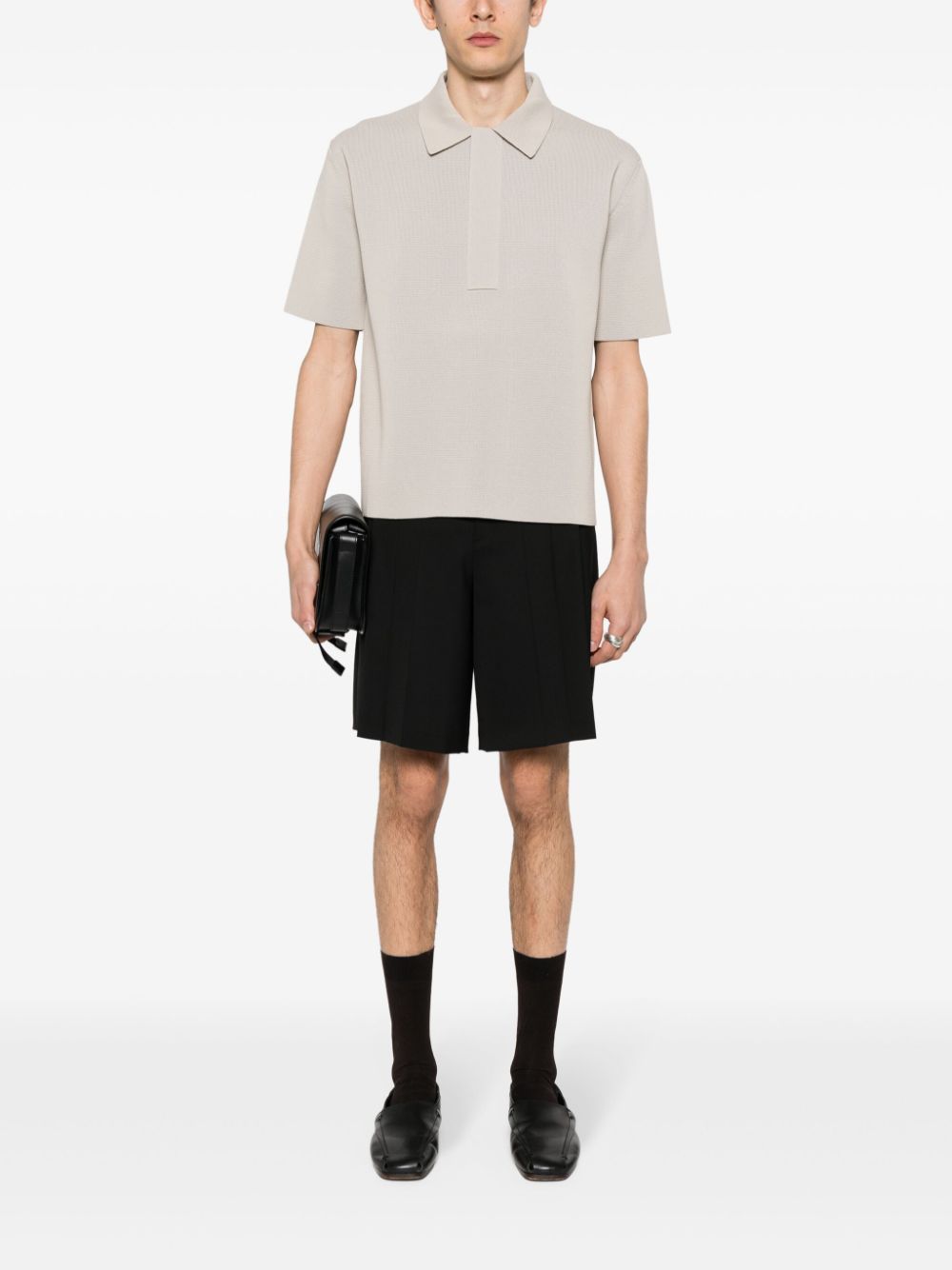 Jil Sander Knitted Polo Shirt Neutrals Maison-Kitsune Men Polo Shirts
