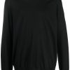 Maison-Kitsune Jil Sander wool-knit crew-neck Jumper Black Men Knitted Sweaters