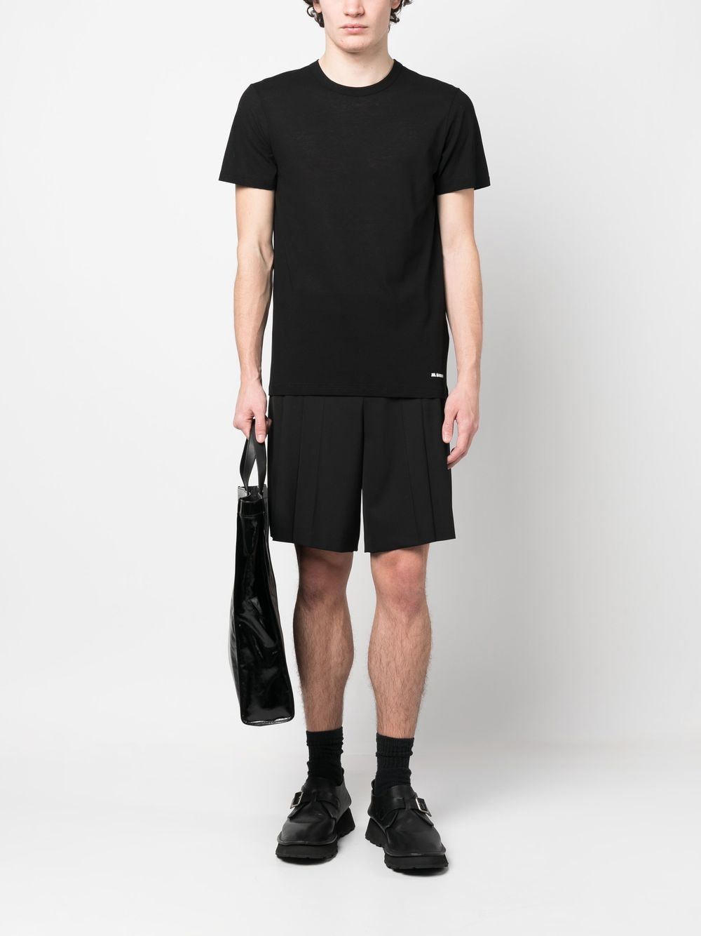 Maison-Kitsune T-Shirts Men Jil Sander Plain Cotton T-shirt Black