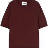Maison-Kitsune Knitted Sweaters Men Jil Sander short-sleeve Wool Jumper Red