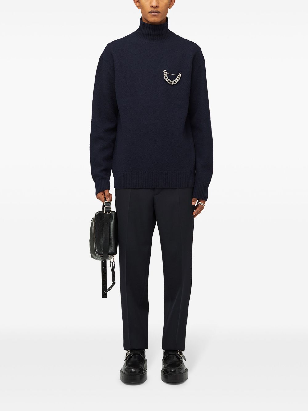Men Tapered Pants Maison-Kitsune Jil Sander tapered-leg Wool Trousers Blue